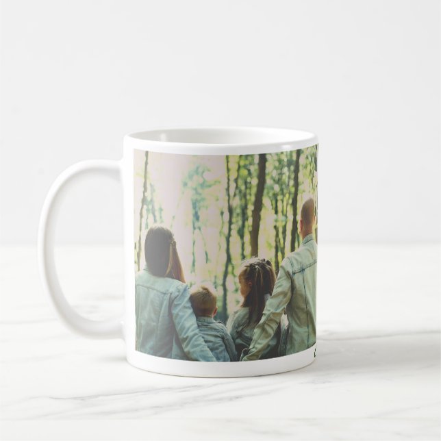 The family name green Christmas tree photo modern Coffee Mug (Left)