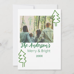 The family name green Christmas tree photo modern Invitation