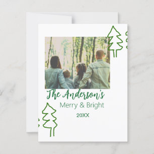 The family name green Christmas tree photo modern Postcard