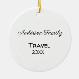 The family name travel vacation adventure add year ceramic tree decoration