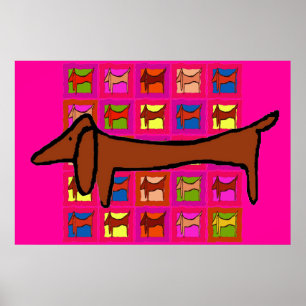 The Famous Dachshund Abstract Quilt Poster