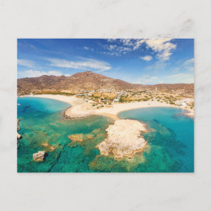The famous sandy beach Manganari in Ios island Postcard