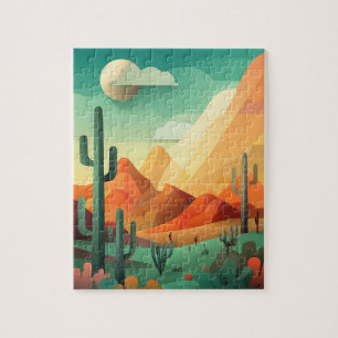 The famous Texas desert shows off its huge cactus Jigsaw Puzzle