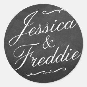 The Fancy Chalkboard Wedding Collection Classic Round Sticker