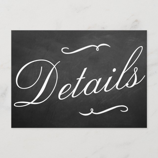 The Fancy Chalkboard Wedding Collection Details Enclosure Card (Front)