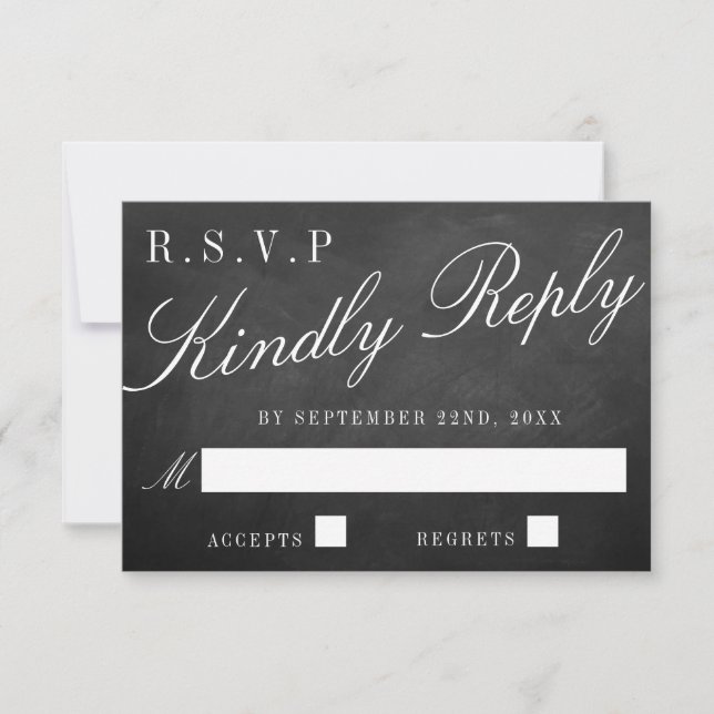 The Fancy Chalkboard Wedding Collection RSVP Card (Front)