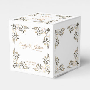 The Fancy Golden Leaf Borders Favour Box-Temple Box