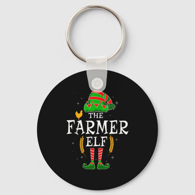 The Farmer Elf Group Matching Family Christmas Far Key Ring (Front)