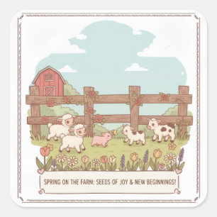the farms animals square sticker