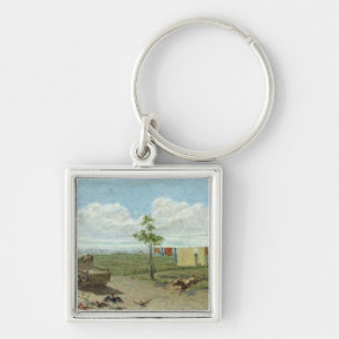 The Farmyard (oil on canvas) Key Ring