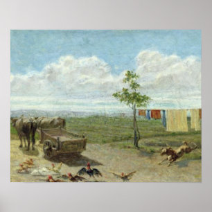The Farmyard (oil on canvas) Poster