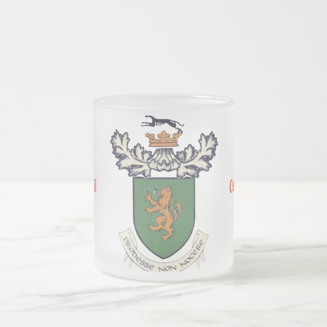 The Farrell Clan of Ireland coat of arms Frosted Glass Coffee Mug (Center)