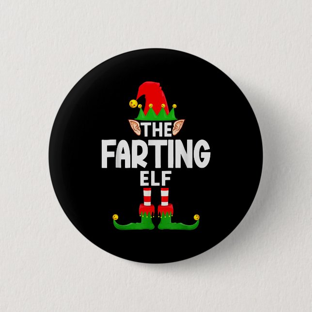 The Farting Elf Family Christmas Pajama Party  6 Cm Round Badge (Front)