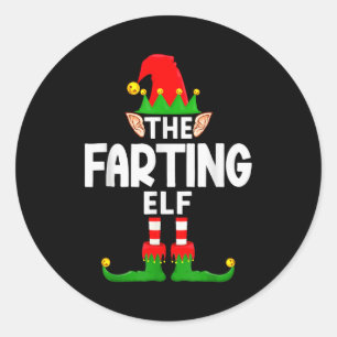 The Farting Elf Family Christmas Pajama Party  Classic Round Sticker