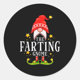The Farting Gnome Christmas Matching  Classic Round Sticker