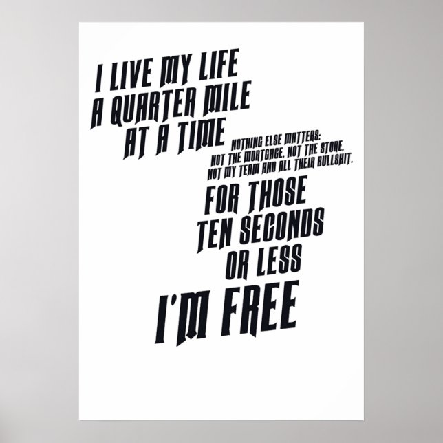 The Fast And The Furious  I Live My life Poster (Front)