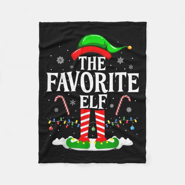 The Favorite Elf Funny Xmas Matching Family Christ Fleece Blanket (Front)