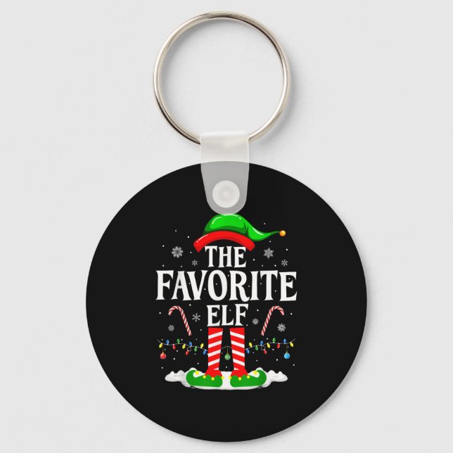 The Favorite Elf Funny Xmas Matching Family Christ Key Ring (Front)