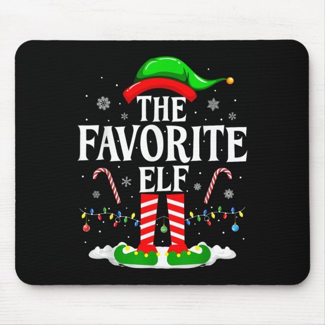 The Favorite Elf Funny Xmas Matching Family Christ Mouse Mat (Front)