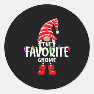The Favorite Gnome Christmas Matching Pajama Classic Round Sticker