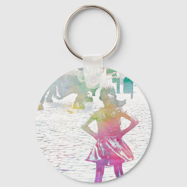 The Fearless Girl (Watercolor) Key Ring (Front)