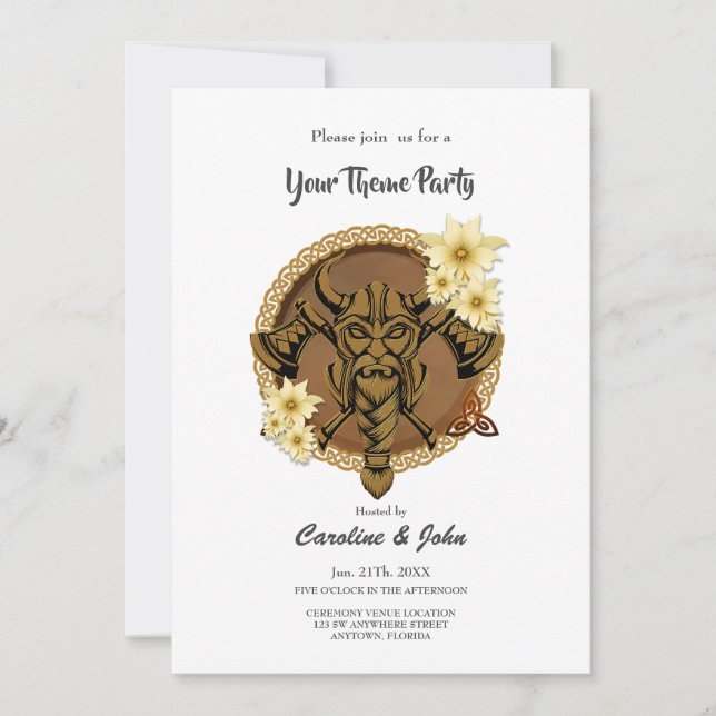 The fearless viking with Helmet with horns.  Invitation (Front)
