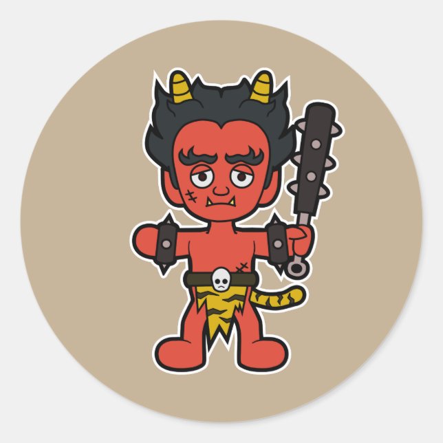 The Fearsome Oni- Japanese Yokai Monster Classic Round Sticker (Front)
