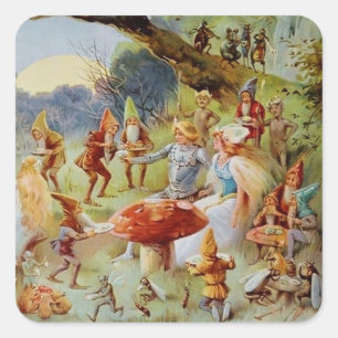 “The Feast” Fairy Art By E S Hardy Square Sticker
