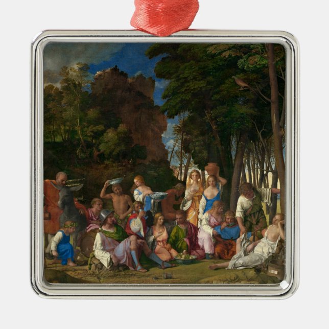 The Feast of the Gods (by Giovanni Bellini) Metal Tree Decoration (Front)