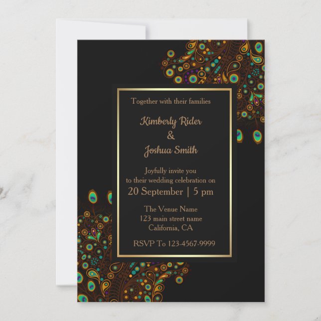 The Feather Of Peacock Wedding Invitation (Front)