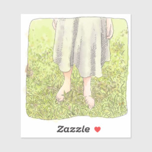 the feet of a one-piece woman standing barefoot on