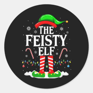 The Feisty Elf Xmas Funny Matching Family Group Ch Classic Round Sticker