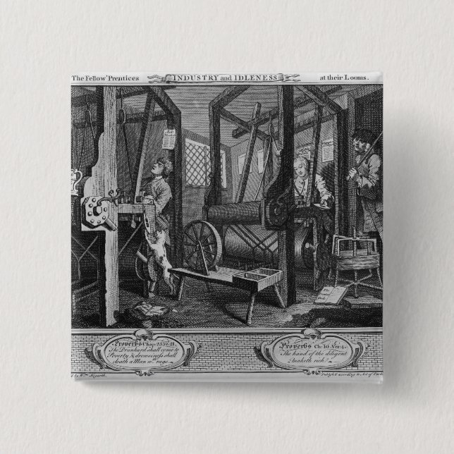 The Fellow 'Prentices at their Looms 15 Cm Square Badge (Front)