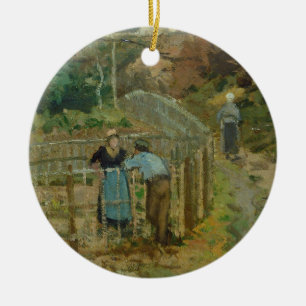 The Fence, 1872 (oil on canvas) Ceramic Tree Decoration