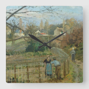 The Fence, 1872 (oil on canvas) Square Wall Clock