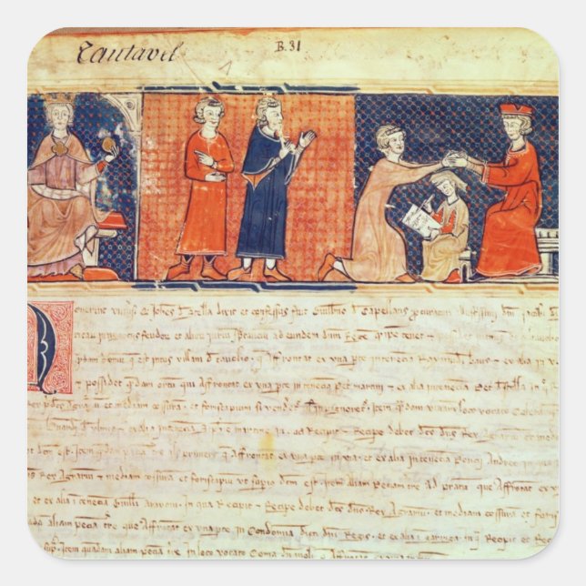 The feudal lord preaching his sermon square sticker (Front)