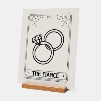 The Fiancé Tarot Card Wedding Rings Doodle Acrylic Sign