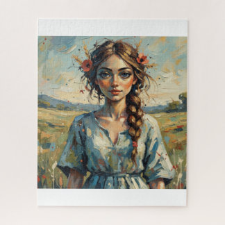 The Field Girl and the Flowers Jigsaw Puzzle