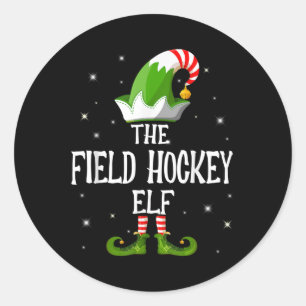 The Field Hockey Elf Family Matching Group Christm Classic Round Sticker