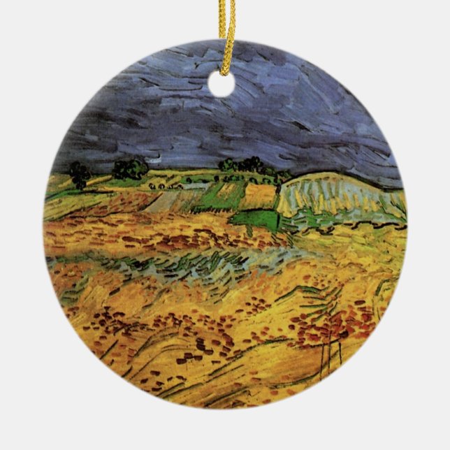 The Fields by Vincent van Gogh Ceramic Tree Decoration (Front)
