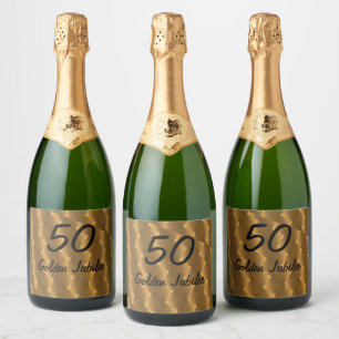 The fifieth anniversay is gold sparkling wine label