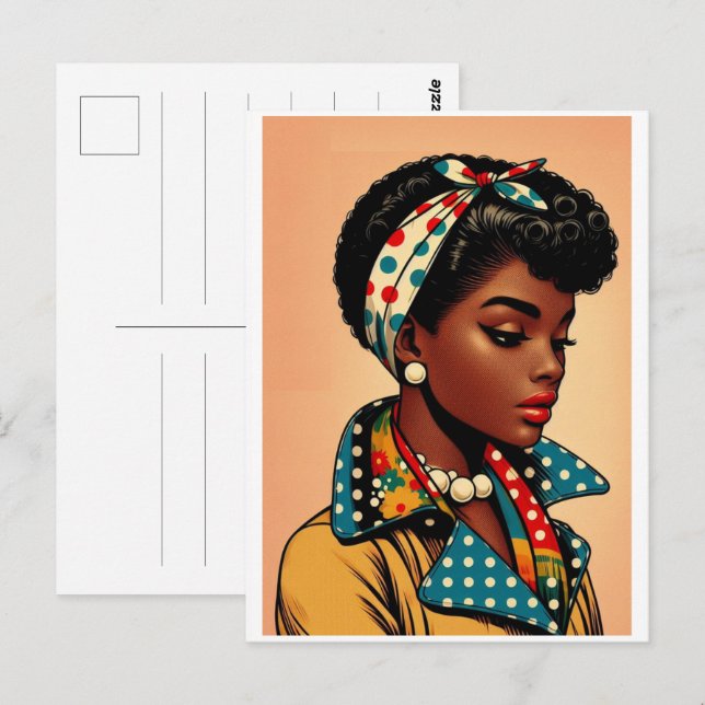 The fifties black women fashion, 50s skirts gift postcard (Front/Back)