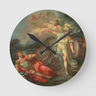 The fight between Mars and Minerva, 1771 (oil on c Round Clock