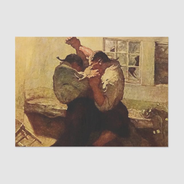 “The Fight in the Cabin” by NC Wyeth Tissue Paper (Front)