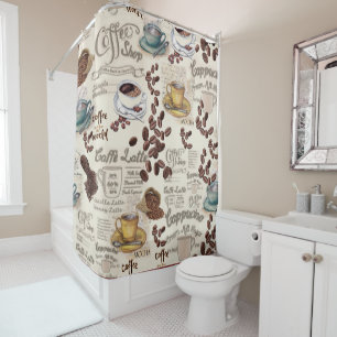 The Fika Swedish Coffee shop Shower Curtain