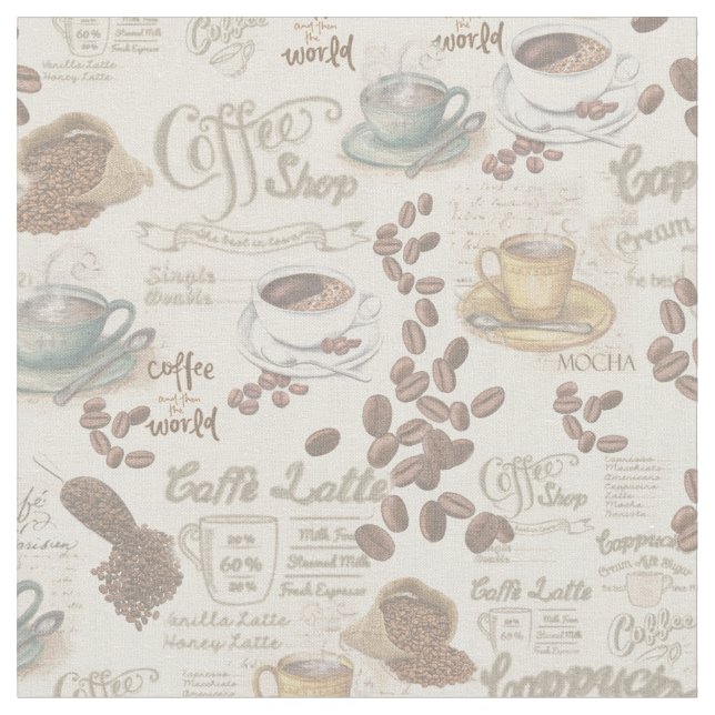 The Fika Swedish Tradition coffee repeat Fabric (Close Up)