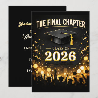 The Final Chapter Elegant Graduation Party Custom Invitation