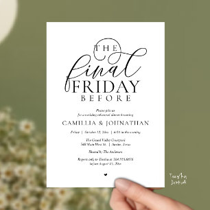 “The Final Friday Before” Romance Rehearsal Dinner Invitation