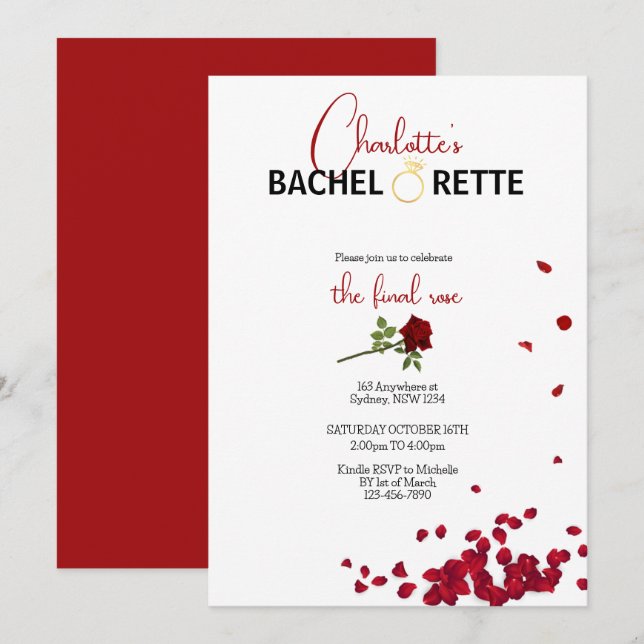 The Final Rose Bachelorette invitation (Front/Back)
