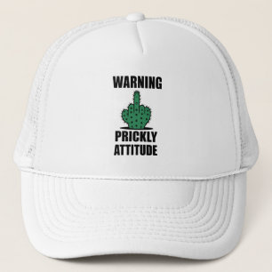 the finger. Above it, the bold text “Warning” , an Trucker Hat
